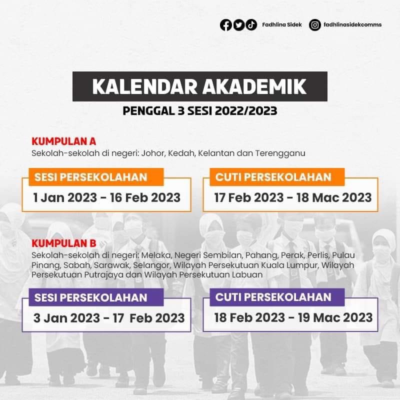 Sesi Persekolahan Mula 1 Januari 2023